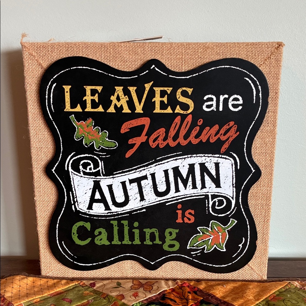 Autumn Leaves Burlap Wall Art